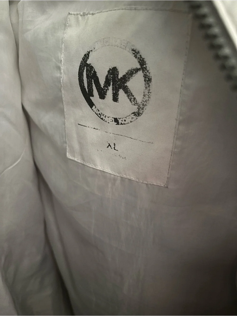 Michael Kors White Quilted Coat with Black MK Logo